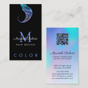 Tarjeta De Visita Estilista Colorista de Cabello Código QR Monograma