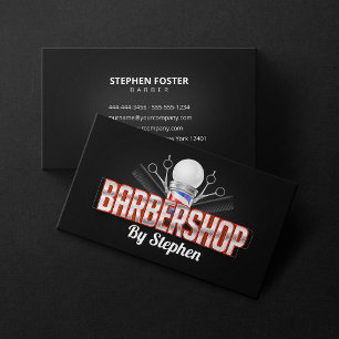 Tarjeta De Visita Estilista de Barbería Audaz y Moderno Corte de Pel