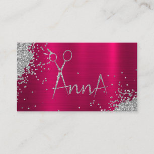 Tarjeta De Visita Estilista de cabello ANNA Rose Gold Glitter Salón