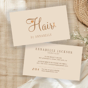 Tarjeta De Visita Estilista de cabello beige neutral moderno