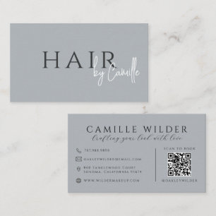 Tarjeta De Visita Estilista de cabello código QR Neutral