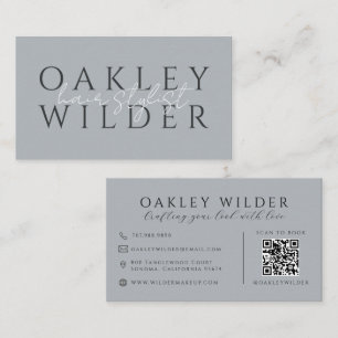 Tarjeta De Visita Estilista de cabello Código QR Neutral
