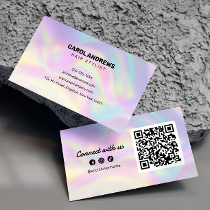 Tarjeta De Visita Estilista de cabello Conéctate con nosotros hologr