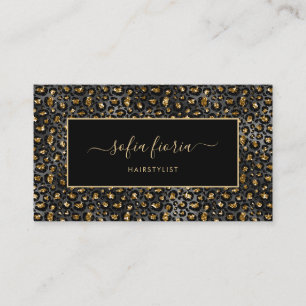 Tarjeta De Visita Estilista de cabello de lujo moderno oro negro