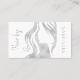 Tarjeta De Visita Estilista de cabello gris y blanco purpurina plate