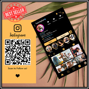 Tarjeta De Visita Estilista de cabello Instagram Melocotón Escanea