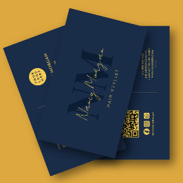 Tarjeta De Visita Estilista de cabello Logotipo de código QR de mono