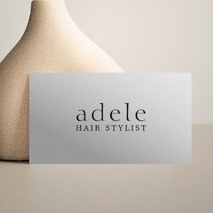 Tarjeta De Visita Estilista de cabello minimalista elegante de plata
