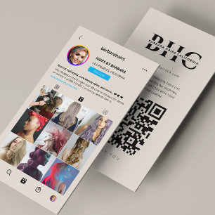 Tarjeta De Visita Estilista de cabello minimalista Grid Instagram Sa