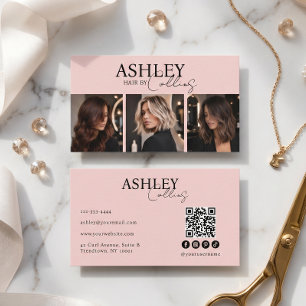 Tarjeta De Visita Estilista de Cabello Moderno Código QR de Foto Ros