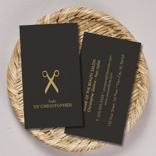 Tarjeta De Visita Estilista de cabello moderno minimalista oscuro co