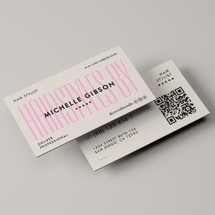 Tarjeta De Visita Estilista de cabello Pink Sand Minimal Beauty Prof