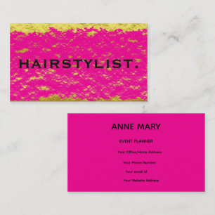 Tarjeta De Visita Estilista de cabello Rosa dorado negro abstracto r
