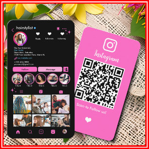 Tarjeta De Visita Estilista de Cabello Rosa Instagram [BIO LARGA]