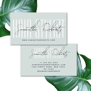 Tarjeta De Visita Estilista de cabello tipografía moderna script azu
