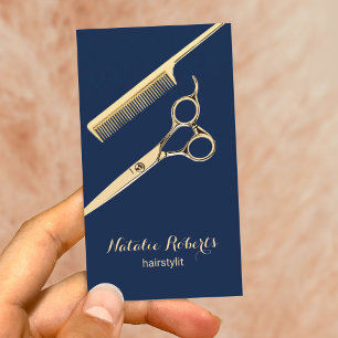 Tarjeta De Visita Estilista de color azul de la marina compacta