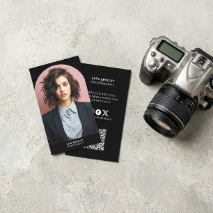 Tarjeta De Visita Estilista de fotos moderno código QR de redes soci