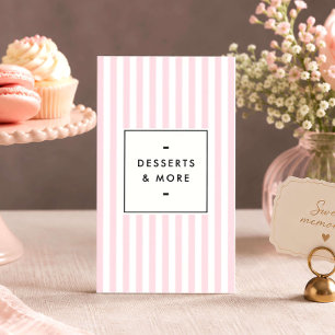 Tarjeta De Visita Estilista de mesa de postres con rayas rosadas ret