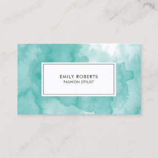 Tarjeta De Visita Estilista de Moda Creativa Acuarela Azul Teal