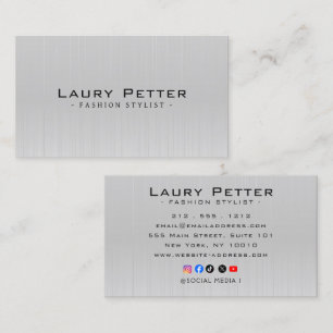 Tarjeta De Visita Estilista de Moda Metálica de Lujo