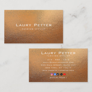 Tarjeta De Visita Estilista de Moda Metálico de Lujo Dorado