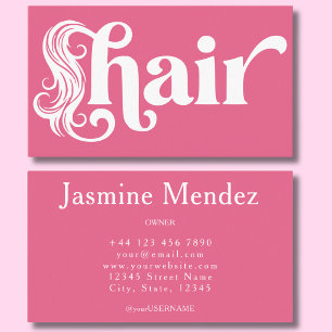 Tarjeta De Visita Estilista de Pelo Elegante Rosa Brillante Peluquer