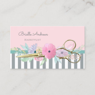 Tarjeta De Visita Estilista de Pelo Floral Pastel