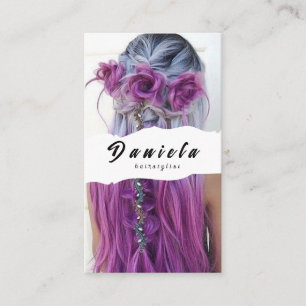 Tarjeta De Visita Estilista de pelo liso cissor Minimalista Rubor ro