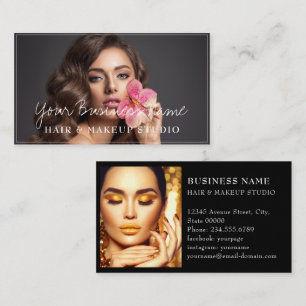 Tarjeta De Visita Estilista de pelo moderno fotos de clientes guión