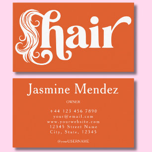 Tarjeta De Visita Estilista de Pelo Naranja Vibrante Salón Profesion