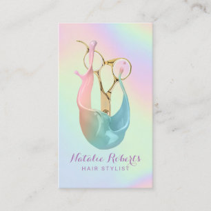 Tarjeta De Visita Estilista de pelo Pastel Unicorn Splash Gold Splas