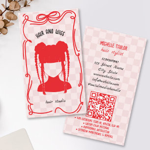 Tarjeta De Visita Estilista de Pelo Retro Adorable Garabato Capricho