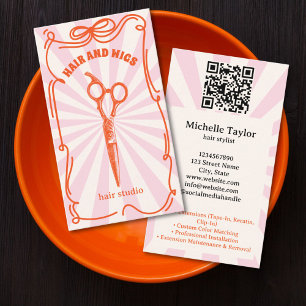 Tarjeta De Visita Estilista de pelo retro audaz garabato caprichoso