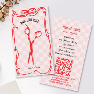 Tarjeta De Visita Estilista de Pelo Retro Lindo Garabato Caprichoso