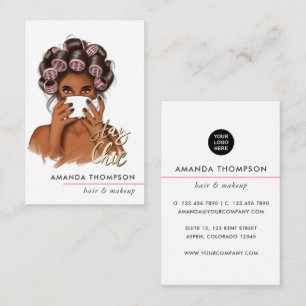 Tarjeta De Visita Estilista de pelo rosa de moda