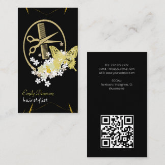 Tarjeta De Visita Estilista de Pelo Tijera Linda & Mariposas Código