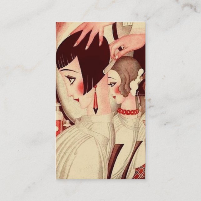 Tarjeta De Visita Estilista de peluquería de época   (Anverso)