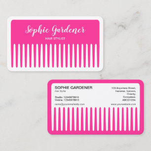 Tarjeta De Visita Estilista del cabello - Comb - #FF3399 (Rosa Calie