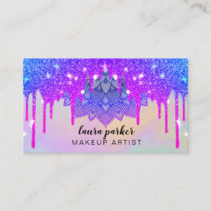 Tarjeta De Visita Estilista del cabello de maquillaje del Purpurina