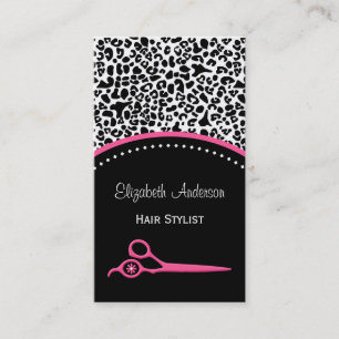 Tarjeta De Visita Estilista elegante del estampado leopardo y salón