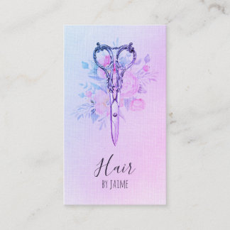 Tarjeta De Visita estilista floral del hairstylist de la escritura