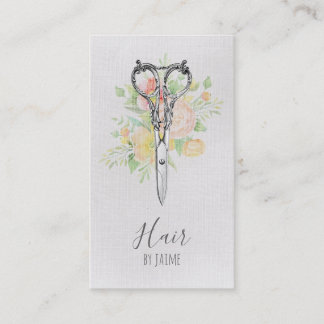 Tarjeta De Visita estilista floral del hairstylist de la escritura