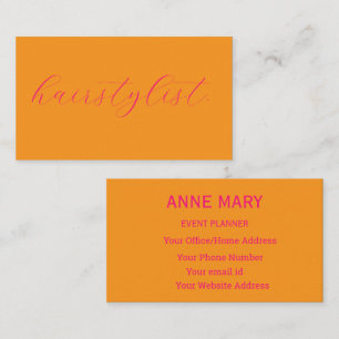 Tarjeta De Visita Estilista Rosa Naranja Script Colorido Spa de Pelo