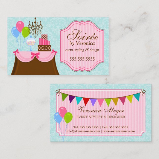 Tarjeta De Visita Estilista y diseño del acontecimiento (Anverso / Reverso)