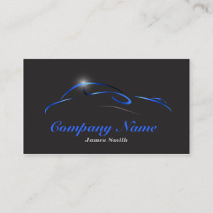 Tarjeta De Visita Estilizado Elegante Azul sobre Negro Detalle de Au