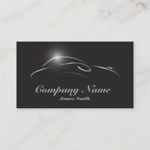 Tarjeta De Visita Estilizado Elegante Plata sobre Negro Detalle de A