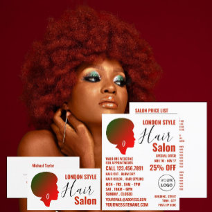 Tarjeta De Visita Estilo Afro, Estilista De Pelo, Salón De Pelo