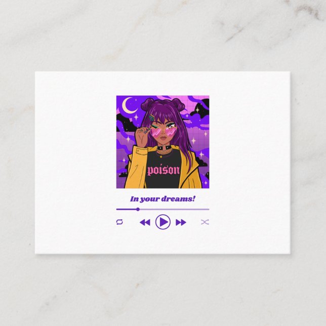 Tarjeta De Visita estilo anime con una mujer fresca (Anverso)