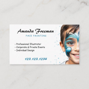 Tarjeta De Visita Estilo azul y blanco Fiesta pintador de cara