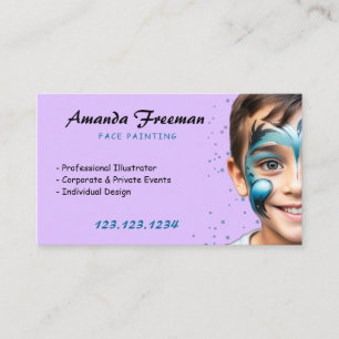 Tarjeta De Visita Estilo azul y morado Fiesta facial pintador